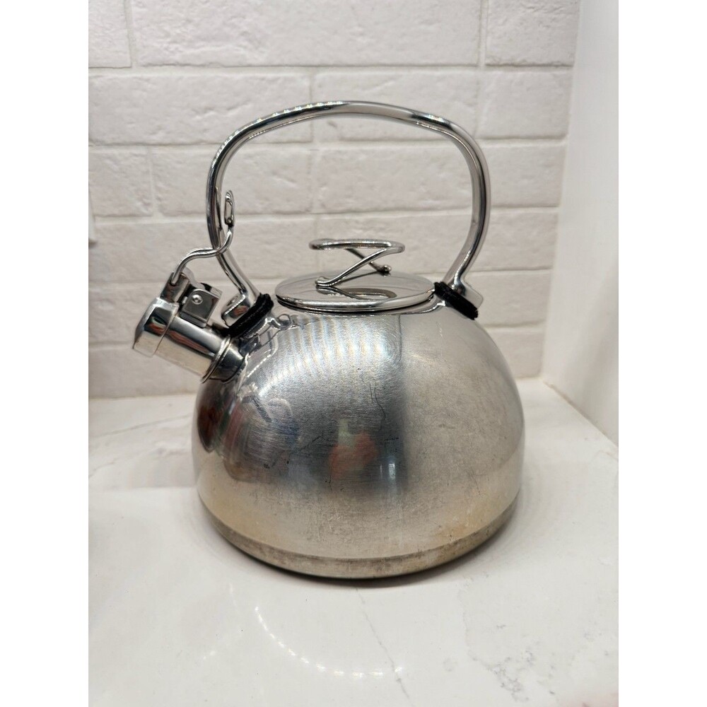 Circulon Style Whistling Tea Kettle 2.3-qt. Stainless Steel  Flip Up Spout
